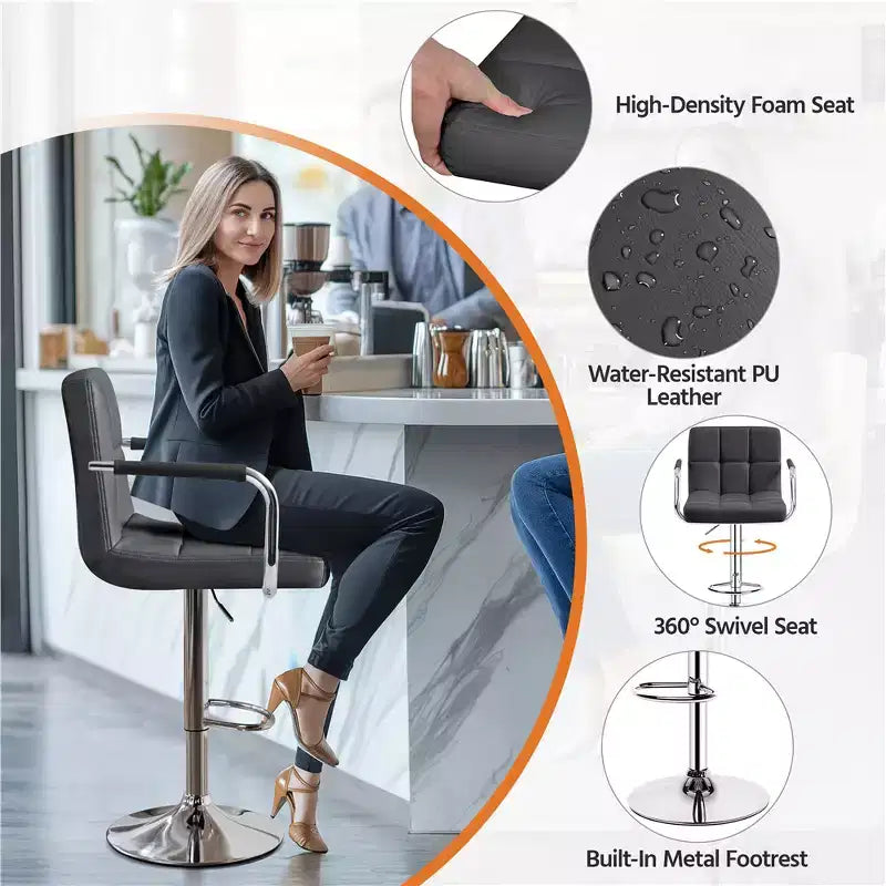 Yaheetech Lot de 2 tabourets de bar pivotants réglables avec grande base en acier pour comptoir de bar