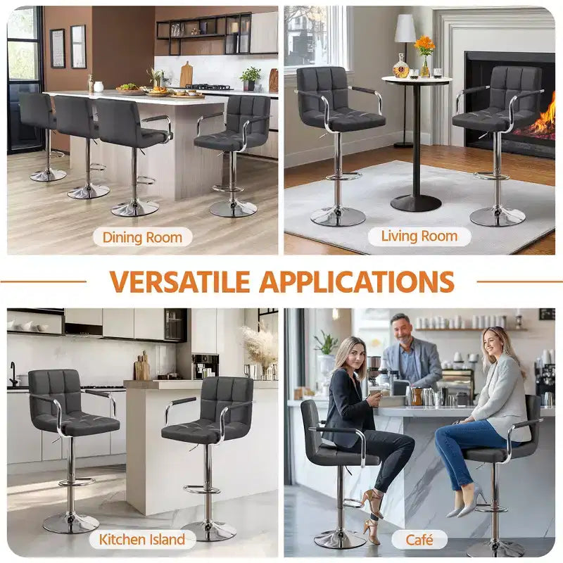 Yaheetech Lot de 2 tabourets de bar pivotants réglables avec grande base en acier pour comptoir de bar