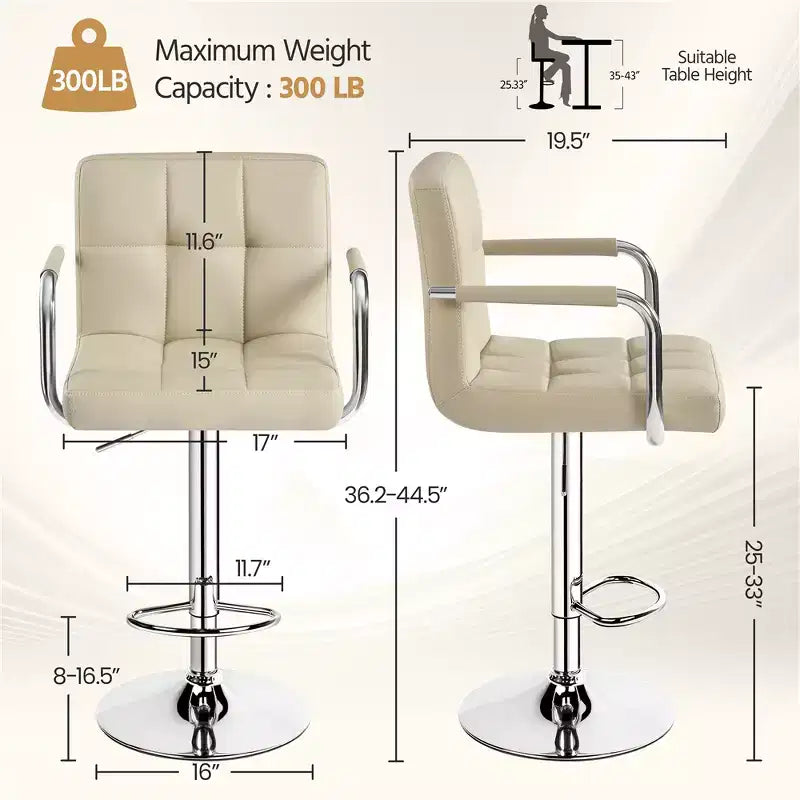 Yaheetech Lot de 2 tabourets de bar pivotants réglables avec grande base en acier pour comptoir de bar