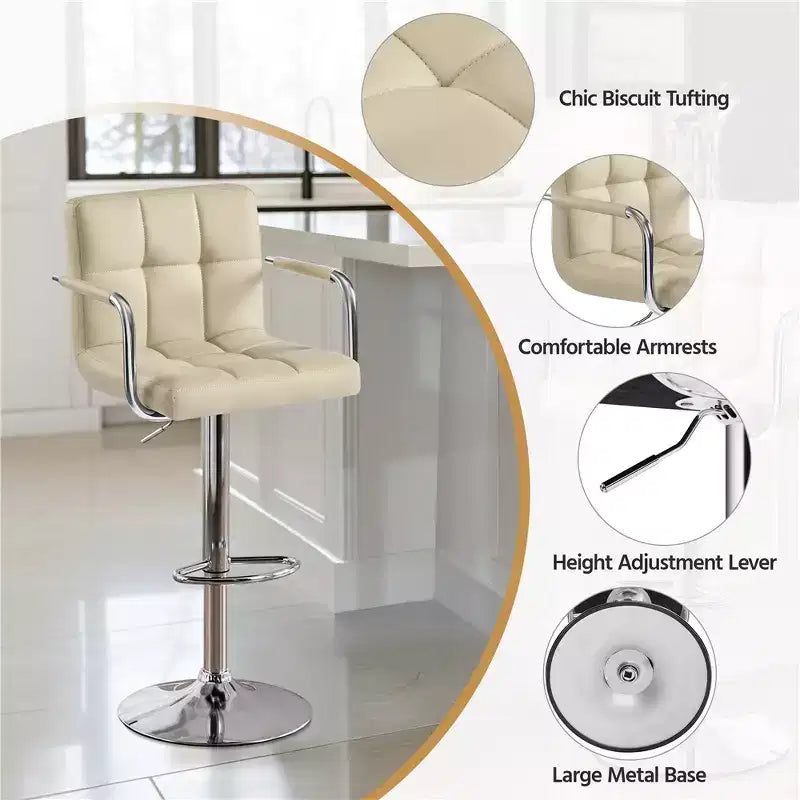 Yaheetech Lot de 2 tabourets de bar pivotants réglables avec grande base en acier pour comptoir de bar
