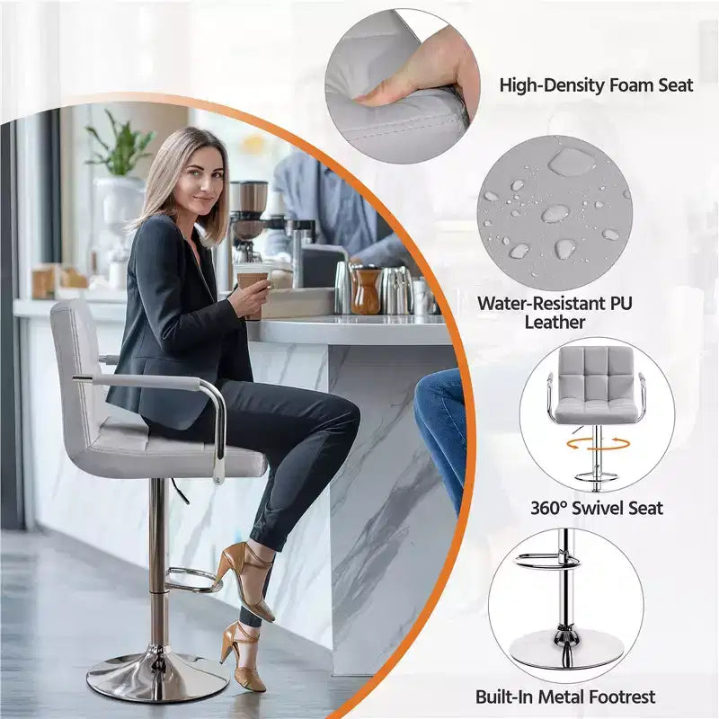 Yaheetech Lot de 2 tabourets de bar pivotants réglables avec grande base en acier pour comptoir de bar