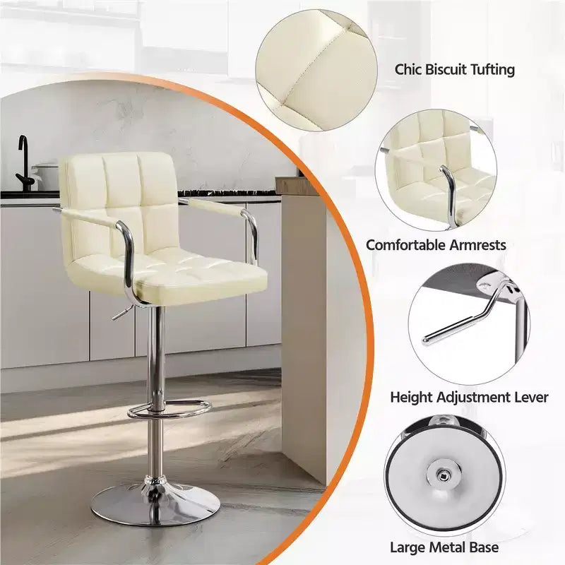 Yaheetech Lot de 2 tabourets de bar pivotants réglables avec grande base en acier pour comptoir de bar