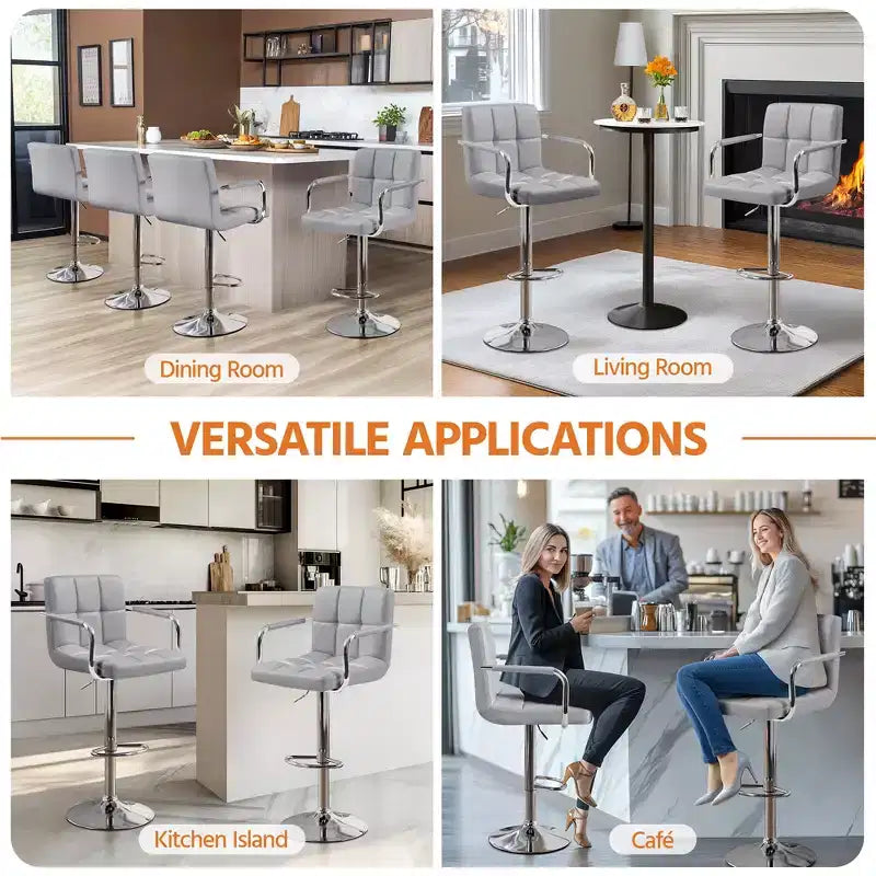 Yaheetech Lot de 2 tabourets de bar pivotants réglables avec grande base en acier pour comptoir de bar