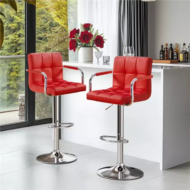 Yaheetech Lot de 2 tabourets de bar pivotants réglables avec grande base en acier pour comptoir de bar