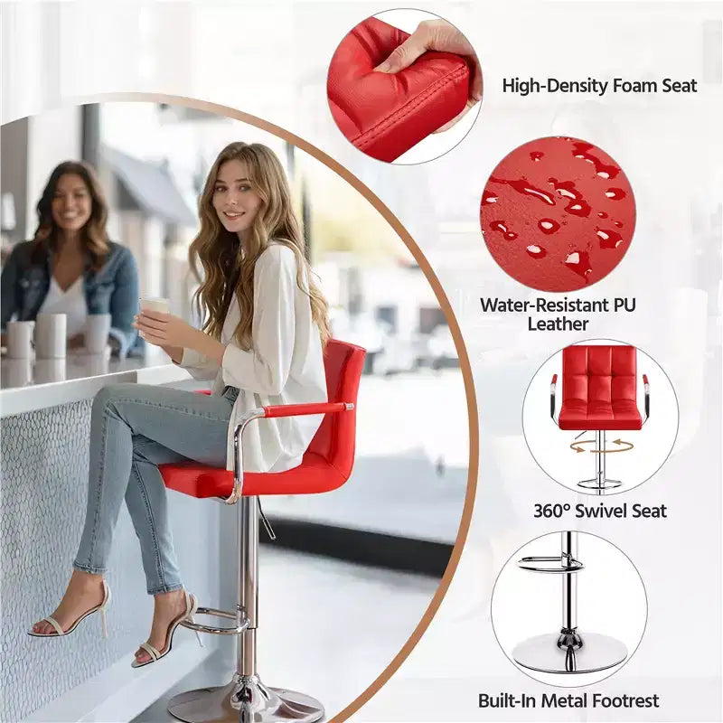 Yaheetech Lot de 2 tabourets de bar pivotants réglables avec grande base en acier pour comptoir de bar