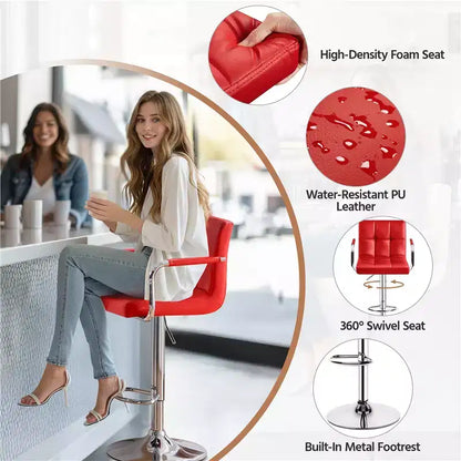 Yaheetech Lot de 2 tabourets de bar pivotants réglables avec grande base en acier pour comptoir de bar