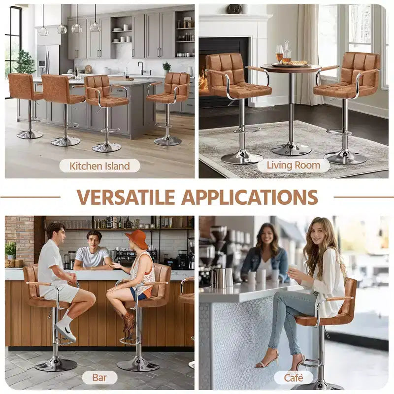 Yaheetech Lot de 2 tabourets de bar pivotants réglables avec grande base en acier pour comptoir de bar