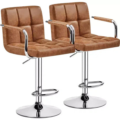 Yaheetech Lot de 2 tabourets de bar pivotants réglables avec grande base en acier pour comptoir de bar