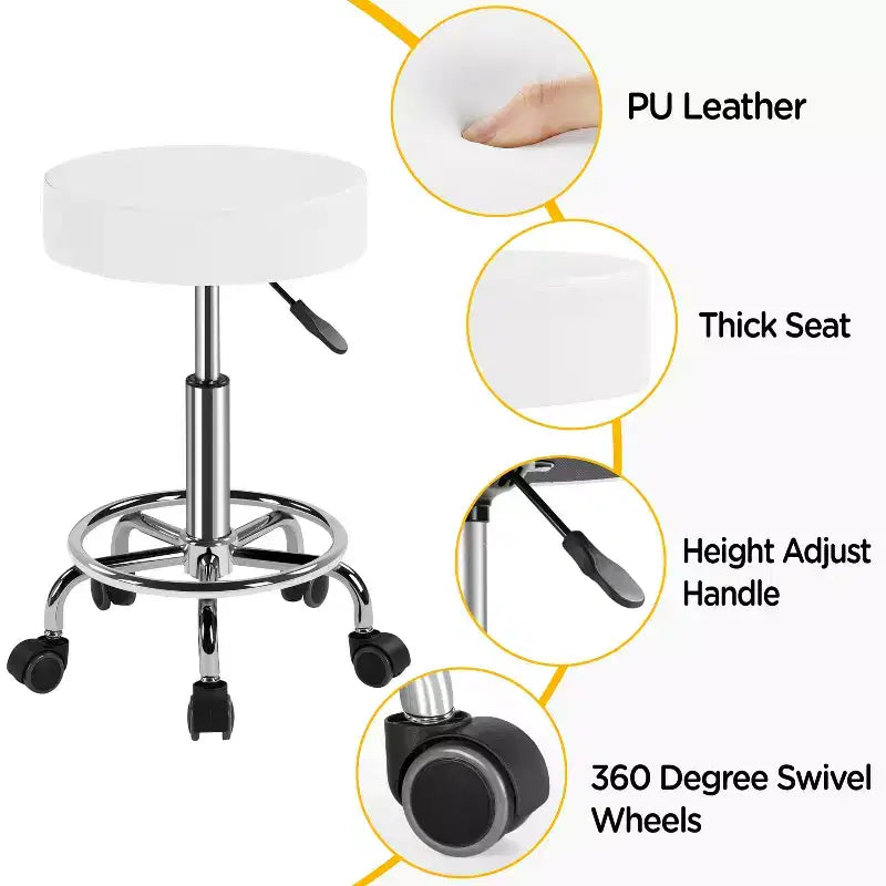 Tabourets Yaheetech réglables pivotants à roulettes pour usage médical/tatouage/dentaire/facial/massage/spa/dessin technique