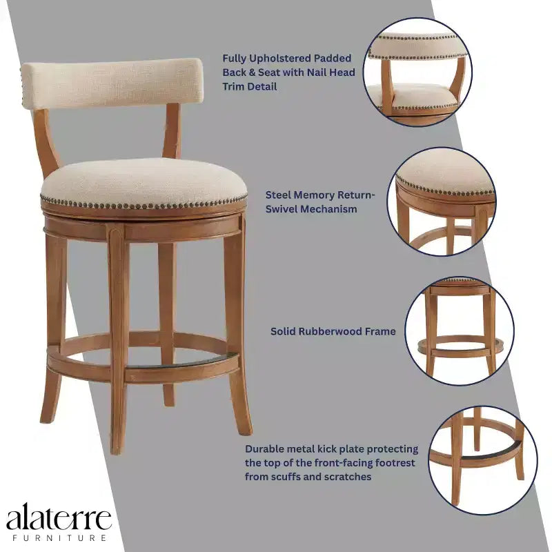 Tabouret de bar pivotant Hanover - Alaterre Furniture