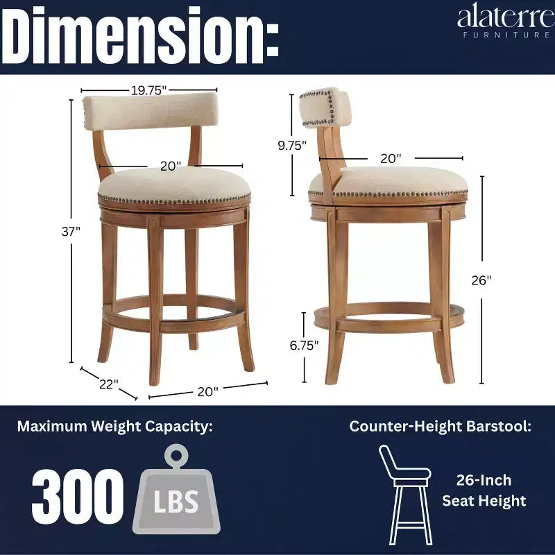 Tabouret de bar pivotant Hanover - Alaterre Furniture