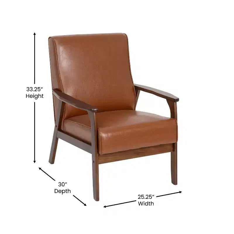 Fauteuil Langston commercial moderne du milieu du siècle de Flash Furniture, rembourré, avec cadre et accoudoirs en bois