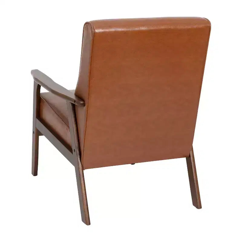 Fauteuil Langston commercial moderne du milieu du siècle de Flash Furniture, rembourré, avec cadre et accoudoirs en bois