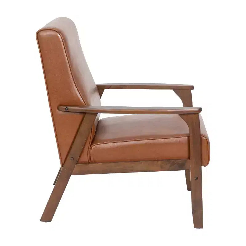 Fauteuil Langston commercial moderne du milieu du siècle de Flash Furniture, rembourré, avec cadre et accoudoirs en bois