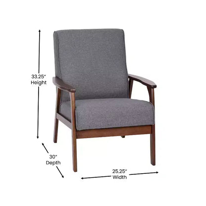 Fauteuil Langston commercial moderne du milieu du siècle de Flash Furniture, rembourré, avec cadre et accoudoirs en bois