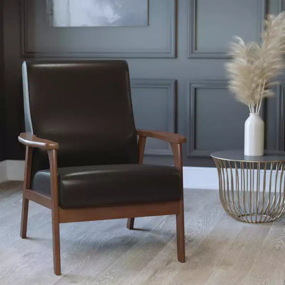 Fauteuil Langston commercial moderne du milieu du siècle de Flash Furniture, rembourré, avec cadre et accoudoirs en bois