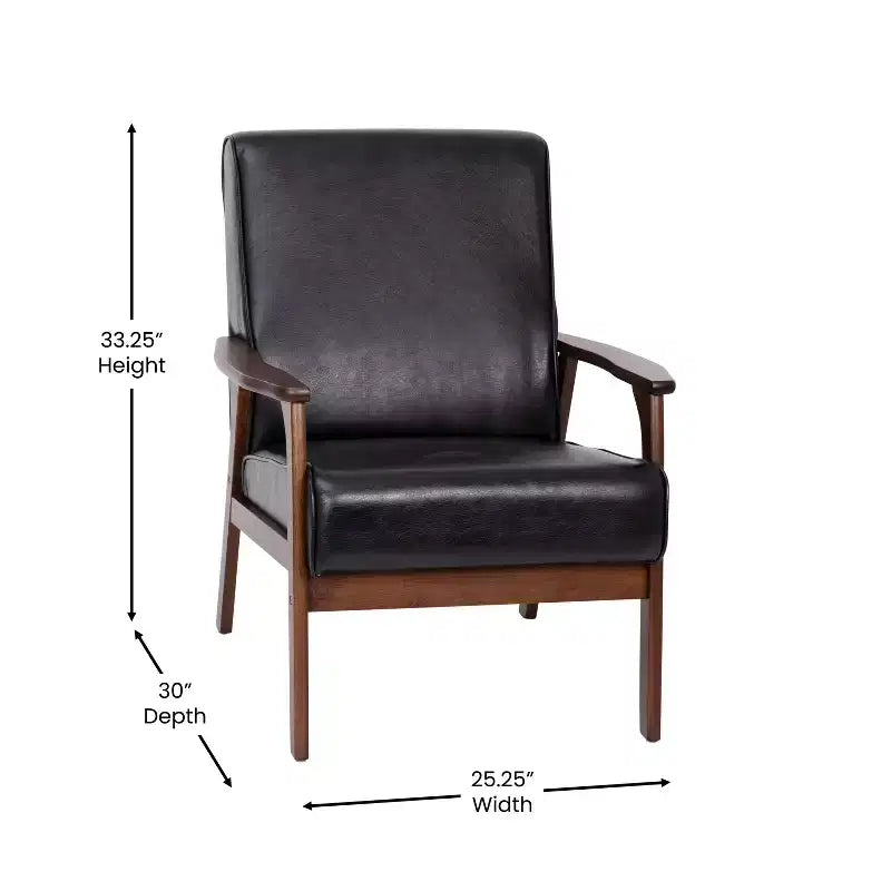 Fauteuil Langston commercial moderne du milieu du siècle de Flash Furniture, rembourré, avec cadre et accoudoirs en bois