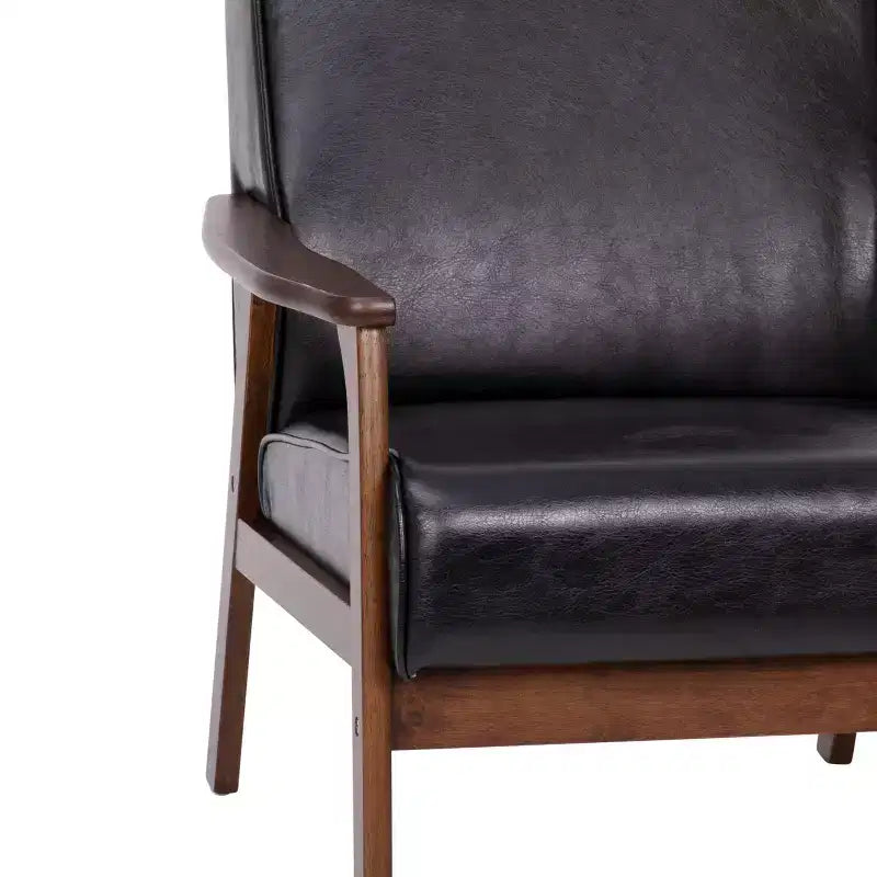 Fauteuil Langston commercial moderne du milieu du siècle de Flash Furniture, rembourré, avec cadre et accoudoirs en bois