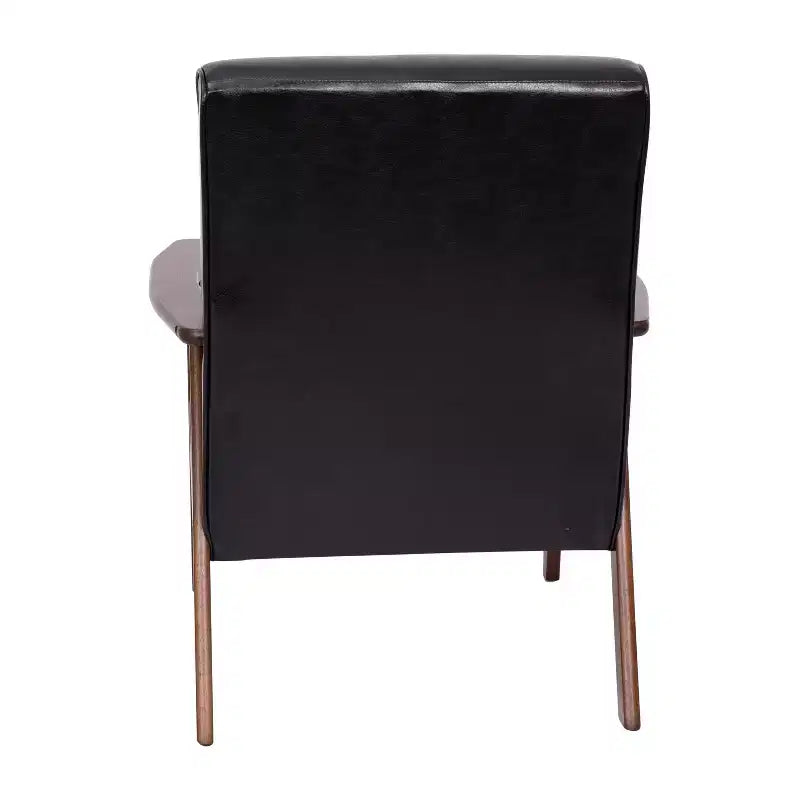 Fauteuil Langston commercial moderne du milieu du siècle de Flash Furniture, rembourré, avec cadre et accoudoirs en bois