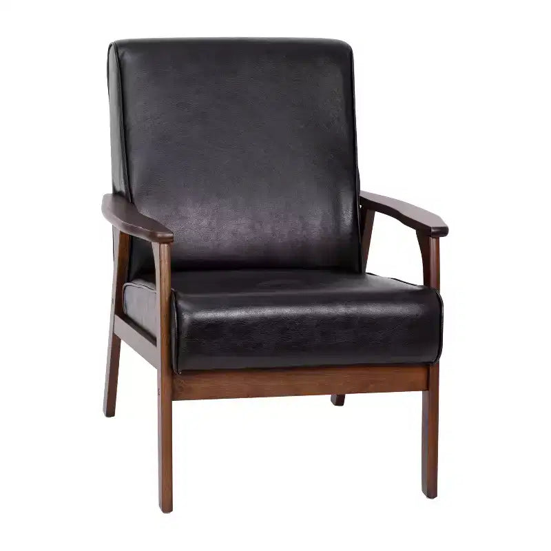 Fauteuil Langston commercial moderne du milieu du siècle de Flash Furniture, rembourré, avec cadre et accoudoirs en bois