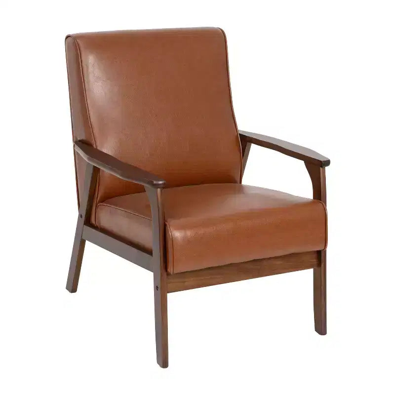 Fauteuil Langston commercial moderne du milieu du siècle de Flash Furniture, rembourré, avec cadre et accoudoirs en bois