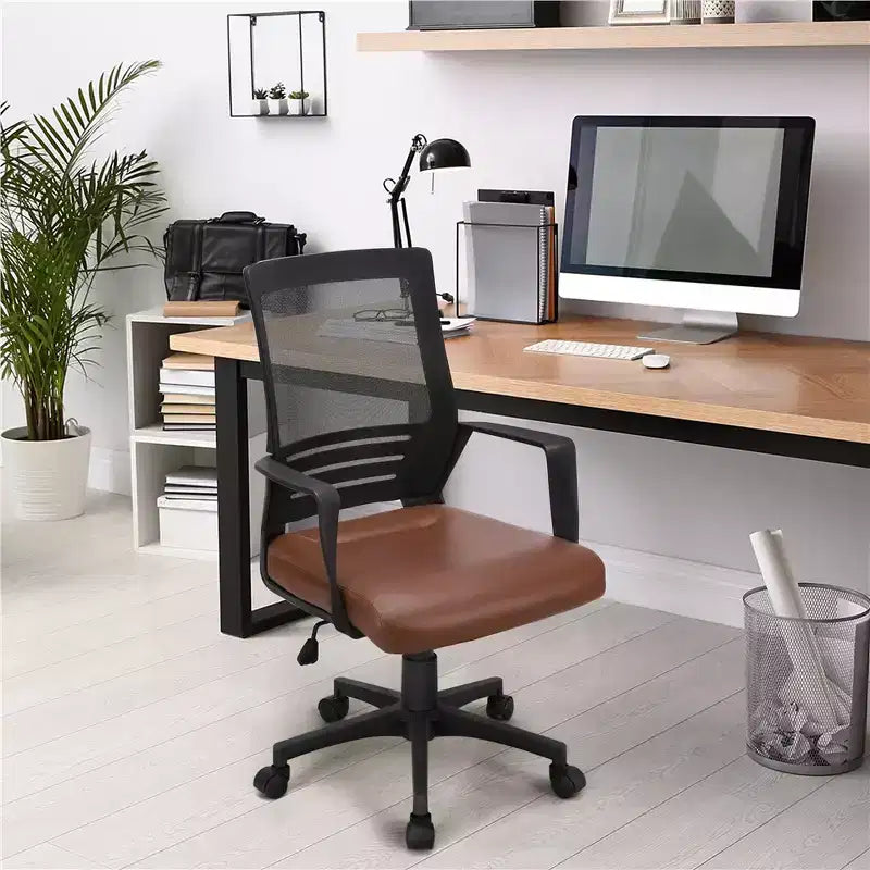 Chaise de Bureau Réglable Yaheetech Chaise d'Ordinateur Mi-Dossier avec Support Lombaire