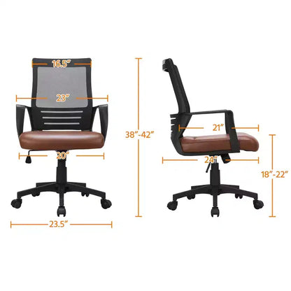 Chaise de Bureau Réglable Yaheetech Chaise d'Ordinateur Mi-Dossier avec Support Lombaire