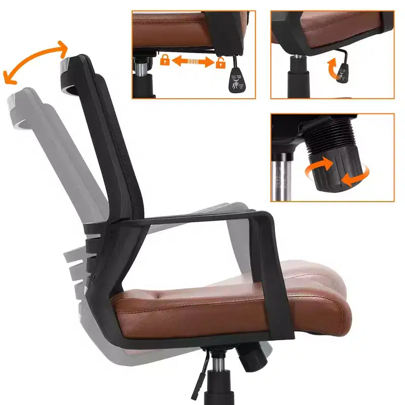 Chaise de Bureau Réglable Yaheetech Chaise d'Ordinateur Mi-Dossier avec Support Lombaire