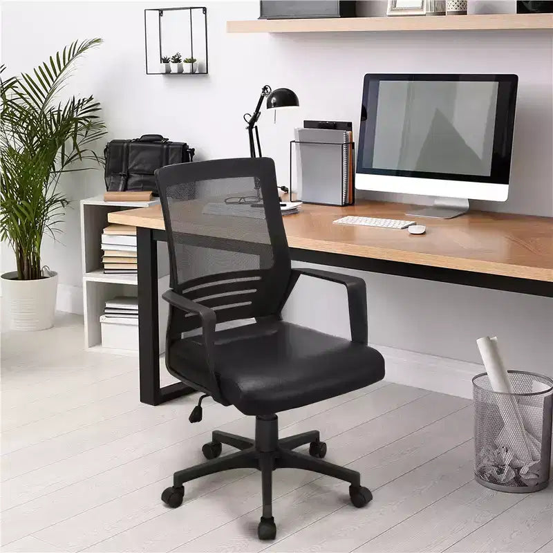 Chaise de Bureau Réglable Yaheetech Chaise d'Ordinateur Mi-Dossier avec Support Lombaire