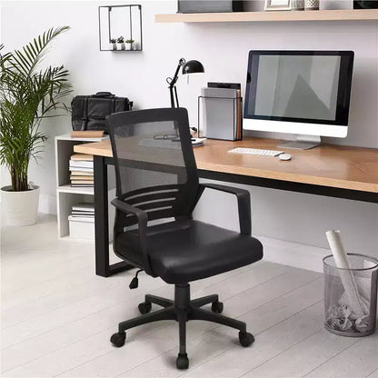 Chaise de Bureau Réglable Yaheetech Chaise d'Ordinateur Mi-Dossier avec Support Lombaire