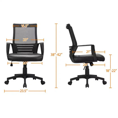 Chaise de Bureau Réglable Yaheetech Chaise d'Ordinateur Mi-Dossier avec Support Lombaire