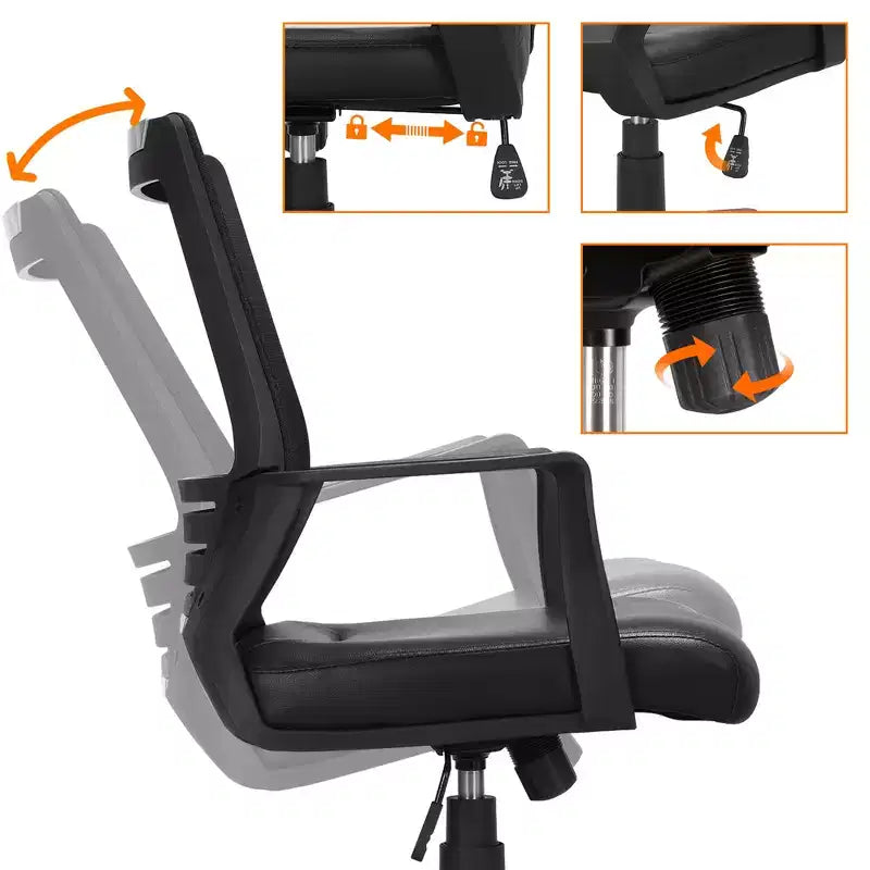 Chaise de Bureau Réglable Yaheetech Chaise d'Ordinateur Mi-Dossier avec Support Lombaire