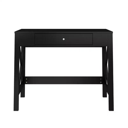 Bureau - Bureau moderne avec pieds en X et tiroirs de rangement - Pour bureau à domicile, chambre, ordinateur ou table d'activités par Lavish Home (Noir)