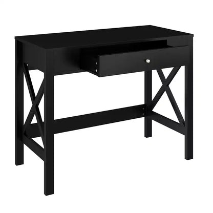 Bureau - Bureau moderne avec pieds en X et tiroirs de rangement - Pour bureau à domicile, chambre, ordinateur ou table d'activités par Lavish Home (Noir)