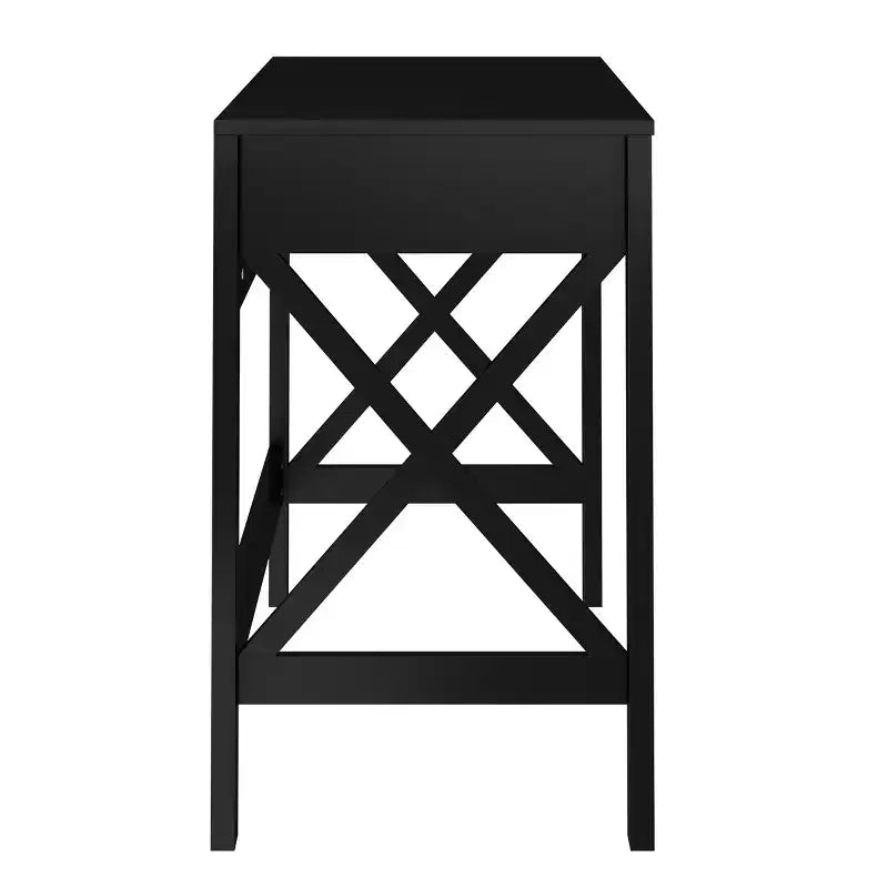 Bureau - Bureau moderne avec pieds en X et tiroirs de rangement - Pour bureau à domicile, chambre, ordinateur ou table d'activités par Lavish Home (Noir)