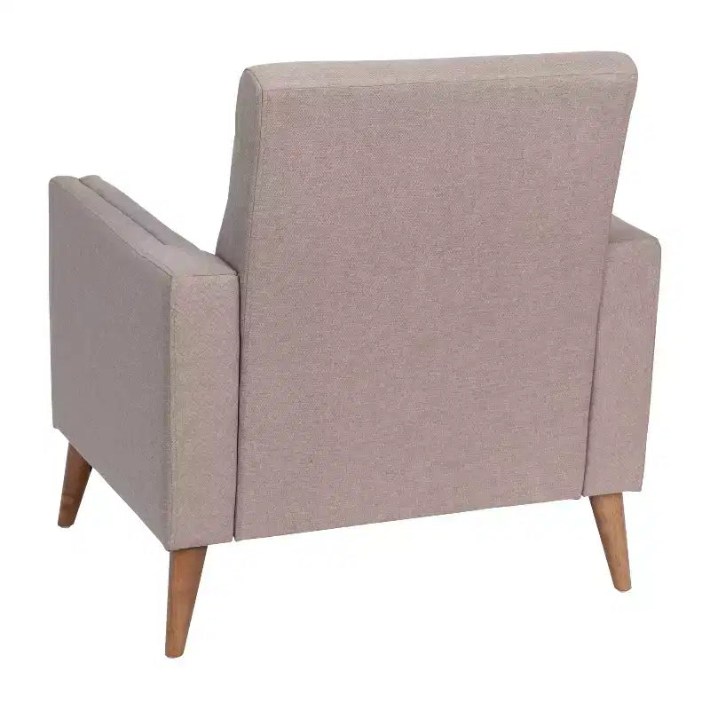 Fauteuil moderne de style Mid-Century rembourré Emma et Oliver avec assise et dossier capitonnés, support à ressorts ensachés et pieds en bois