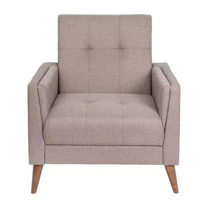 Fauteuil moderne de style Mid-Century rembourré Emma et Oliver avec assise et dossier capitonnés, support à ressorts ensachés et pieds en bois