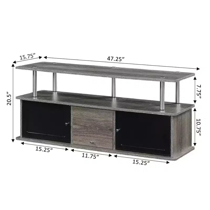Meuble TV Designs2Go pour téléviseurs jusqu'à 50 pouces avec 3 placards de rangement et une étagère - Breighton Home
