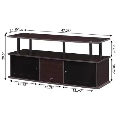Meuble TV Designs2Go pour téléviseurs jusqu'à 50 pouces avec 3 placards de rangement et une étagère - Breighton Home