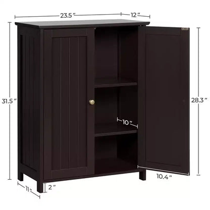 Meuble de salle de bain autoportant Yaheetech, Armoire de cuisine à double porte avec étagères réglables