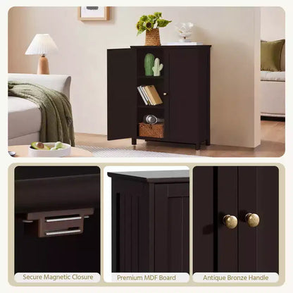 Meuble de salle de bain autoportant Yaheetech, Armoire de cuisine à double porte avec étagères réglables