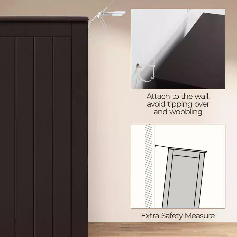 Meuble de salle de bain autoportant Yaheetech, Armoire de cuisine à double porte avec étagères réglables