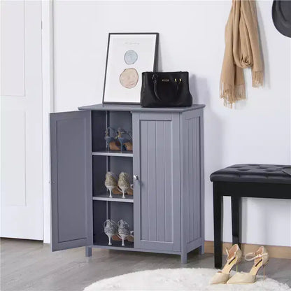 Meuble de salle de bain autoportant Yaheetech, Armoire de cuisine à double porte avec étagères réglables