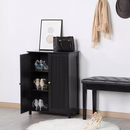 Meuble de salle de bain autoportant Yaheetech, Armoire de cuisine à double porte avec étagères réglables