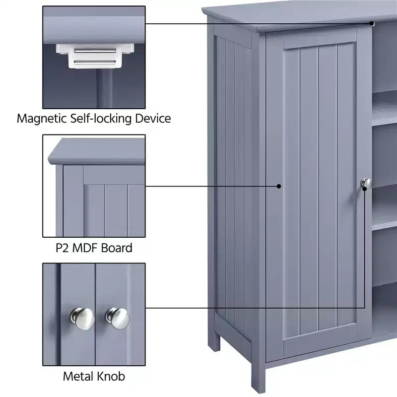 Meuble de salle de bain autoportant Yaheetech, Armoire de cuisine à double porte avec étagères réglables