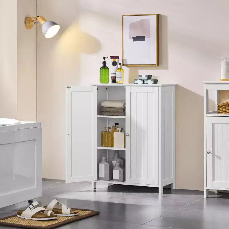 Meuble de salle de bain autoportant Yaheetech, Armoire de cuisine à double porte avec étagères réglables