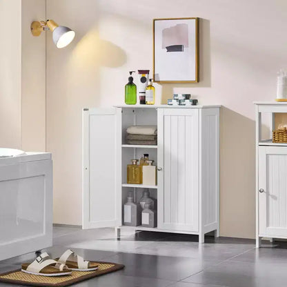 Meuble de salle de bain autoportant Yaheetech, Armoire de cuisine à double porte avec étagères réglables