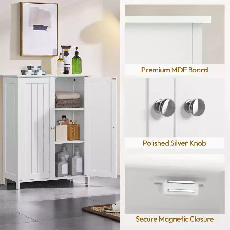 Meuble de salle de bain autoportant Yaheetech, Armoire de cuisine à double porte avec étagères réglables