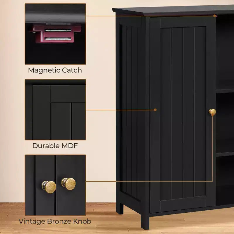 Meuble de salle de bain autoportant Yaheetech, Armoire de cuisine à double porte avec étagères réglables