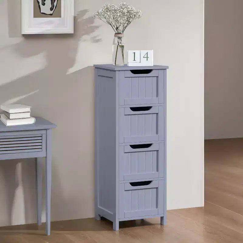 Meuble de salle de bain en bois Yaheetech, organiseur de rangement avec 4 tiroirs